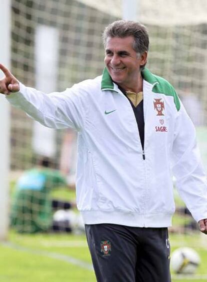 Carlos Queiroz, en el entrenamiento de la selección portuguesa.