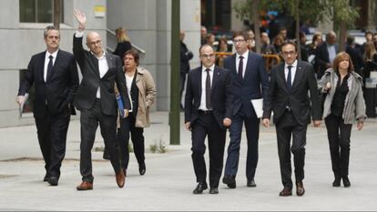 Former Catalan ministers arrive at the Audiencia Nacional (High Court) in this file photo.