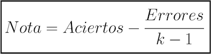 Fórmula de puntuación de un examen test