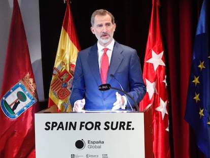 Felipe VI, durante la presentación de la campaña Spain for sure, este jueves en el Museo del Prado.