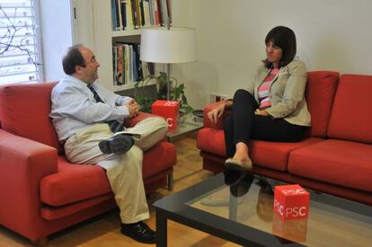 Miquel Iceta e Idoia Mendia, durante su encuentro en Barcelona.