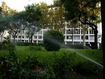 Jardín central de Blasco Ibáñez, uno de los espacios verdes que atiende la contrata de Parques y Jardines.