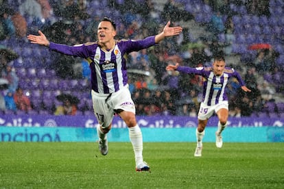 Roque Mesa celebra su gol ante el Celta este miércoles.