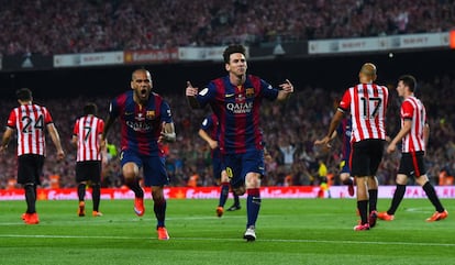 Messi celebra el primer gol.