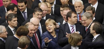 Angela Merkel, tras la sesión del Bundestag