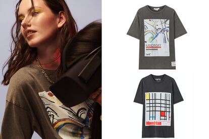 Camiseta Kandinsky (15,99 €) y camiseta Mondrian (15,99 €) de Pull&Bear.