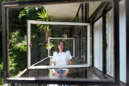 Teresa Ruiz on her balcony in Mexico City.