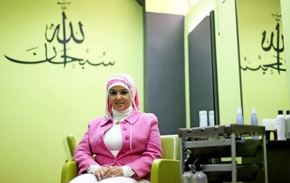 Yasmin Salem, en su peluquería para mujeres musulmanas Masturah.