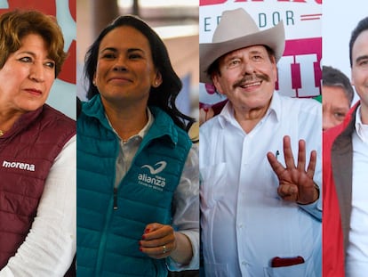 Delfina Gómez, Alejandra del Moral, Armando Guadiana y Manolo Jiménez, candidatos en las elecciones del próximo 4 de junio de 2023.