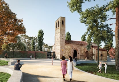 Render del jardín y paseo peatonal que se desarrollará en el entorno de la Ermita de Santa María La Antigua.
