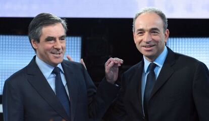 Fran&ccedil;ois Fillon (izquierda) y Jean-Fran&ccedil;ois Cop&eacute;.