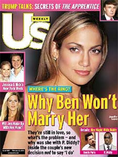 La revista <i>US</i> pregunta: "¿Por qué Ben no quiere casarse con Jennifer?".
