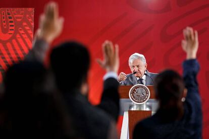 Andrés Manuel López ObradoR en una rueda de prensa. 