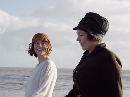 Jessie Buckley (left) and Olivia Colman in a scene from 'Wicked Little Letters'.