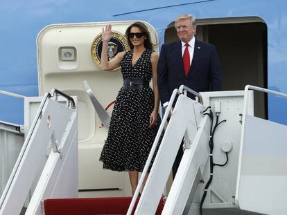 Donald y Melania Trump llegan el 6 de abril a Florida a bordo del Air Force One.