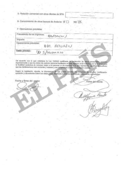 Documento confidencial de la Banca Privada d'Andorra (BPA) que recoge la intención de Camargo Correa de depositar hasta 10 millones de dólares en una de sus cuentas.