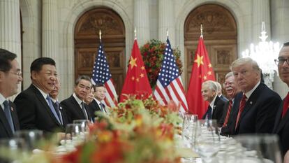 Xi e Trump, no encontro bilateral.