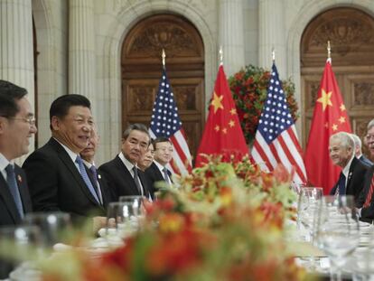 Xi e Trump, no encontro bilateral.