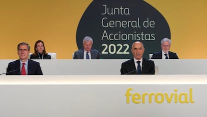 Rafael del Pino, en la junta de accionistas de Ferrovial de 2022, en una imagen de la compañía.