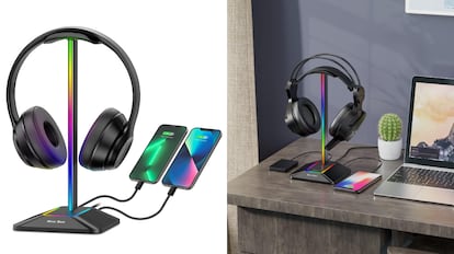 gadgets tecnológicos: soporte led con base antideslizante para colocar los auriculares de diadema.