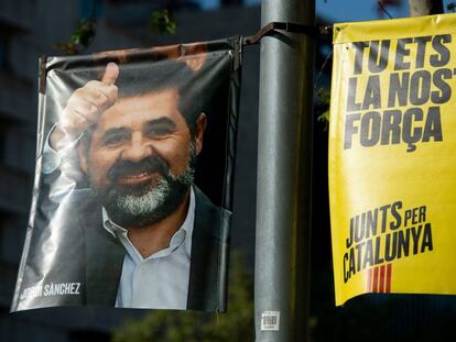 Un cartel electoral con la imagen de Jordi Sànchez.