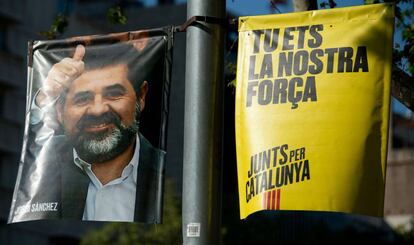 Un cartel electoral con la imagen de Jordi Sànchez.