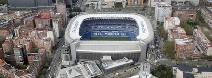 Imagen aérea del estadio Santiago Bernabéu.