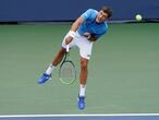 Pablo Carreno Busta, of Spain, serves to Maxime Cressy, of the United States, during the first round of the US Open tennis championships, Tuesday, Aug. 31, 2021, in New York. (AP Photo/Seth Wenig)