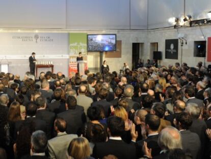 Vista de la celebraci&oacute;n del acto social del D&iacute;a de Euskadi, ayer en Lehendakaritza.