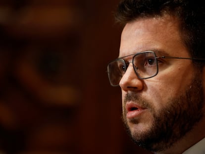 El presidente catalán, Pere Aragonès, el miércoles en el Palau de la Generalitat.