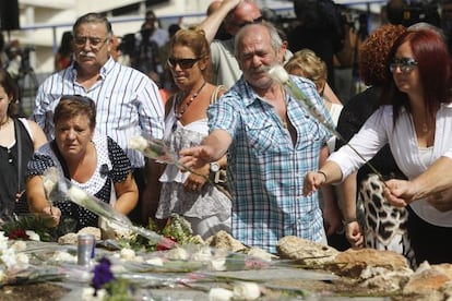 People in the gardens at Barajas Airport last year, remembering the victims of the 2008 crash