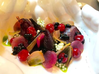 ENSALADA DE CEBOLLITAS, TAPIOCA Y FRUTOS ROJOS / CAPEL