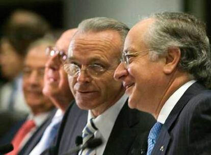 Isidre Fainé y Juan María Nin, en la última asamblea general de La Caixa.