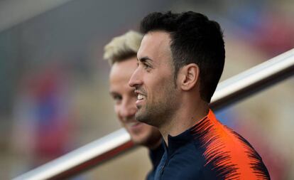 Busquets, en un entrenamiento.