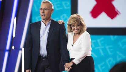 Jordi González y María Teresa Campos, en El debate de Gran Hermano Revolution.