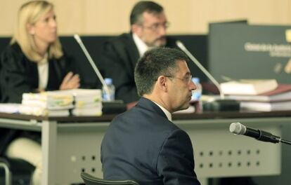 Josep Maria Bartomeu, presidente del Barcelona, en su comparecencia en el juzgado.
