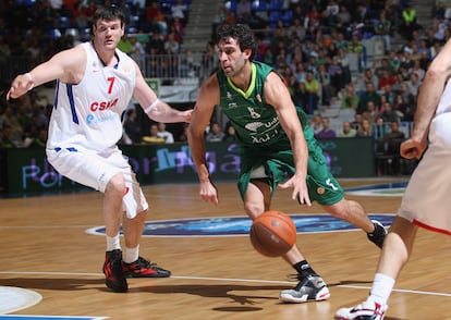 Berni Rodríguez, con Unicaja ante el CSKA en la Euroliga en 2011.