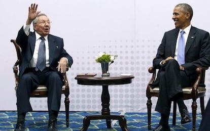 Raúl Castro and Barack Obama in Panama last April.