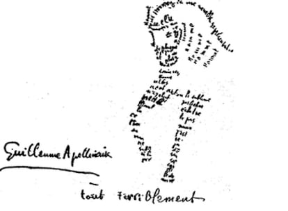 Caligrama escrito por Guillaume Apollinaire durante la I Guerra Mundial