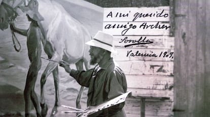 Joaquín Sorolla en una fotografia dedicada a Archer.
