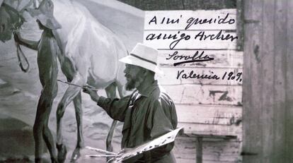 Joaquín Sorolla en una fotografia dedicada a Archer.