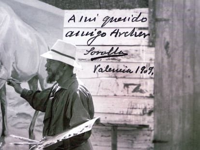 Joaquín Sorolla en una fotografia dedicada a Archer.