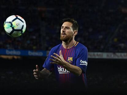 Messi, en el derbi ante el Espanyol.