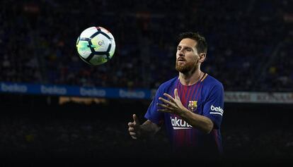 Messi, en el derbi ante el Espanyol.