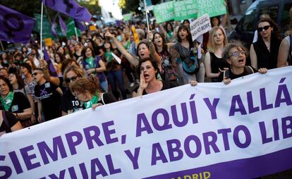 Marcha de 2019 por el Día Internacional por la Despenalización del Aborto y la Defensa de los Derechos Sexuales y Reproductivos en Madrid.