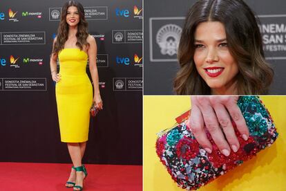 6. El amarillo radiante de Juana Acosta 
	

	La actriz estaba guapísima en el estreno del aclamado filme La Isla Mínima. Fiel a su pasión por los vestidos ajustados palabra de honor, la colombiana desafió a la mala suerte con un intenso diseño amarillo de Isabel Basaldúa. Clutch joya de Elie Saab y sandalias con lazada de Aquazzura completaron su elección.