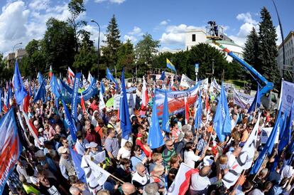 Protesta ante el Parlamento polaco contra la reforma del sistema judicial, el pasado 16 de julio.