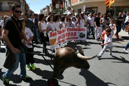 Los niños tuvieron protagonismo en la manifestación de Amposta.