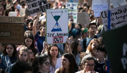 Manifestació contra el canvi climàtic el 15 de març a Barcelona.