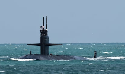 Un submarino nuclear estadounidense, en 2023 en Puerto Cañaveral (Florida).